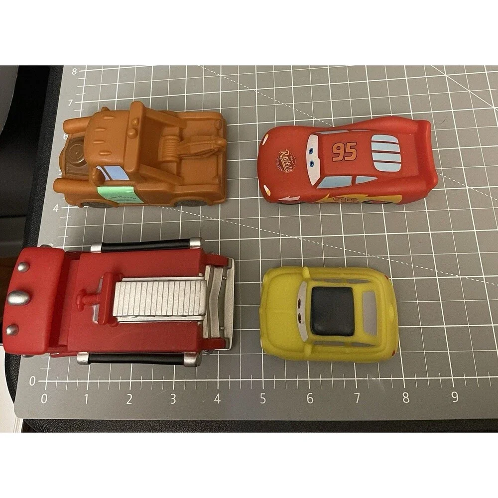 Disney Pixar Cars Vinyl Bath Pool Water Toys Mater Lightning Red FireTruck Lot 4